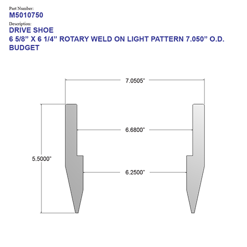 06.625" Budget Drive Shoe – Rotary – Weld On – Light Pattern (6 5/8") - Wellmaster