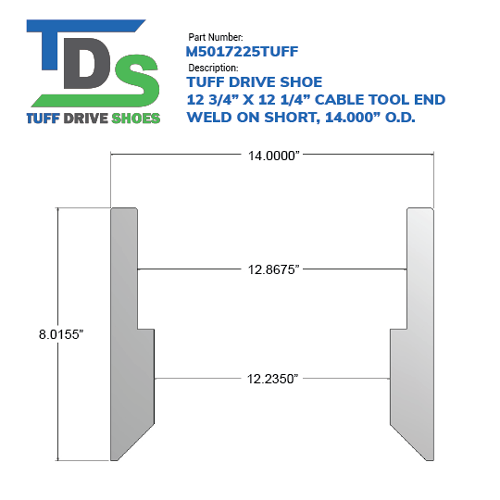 M5017225TUFF: 12.750″ Drive Shoe – Cable Tool – Weld On – Short (12 3/4″) - Wellmaster