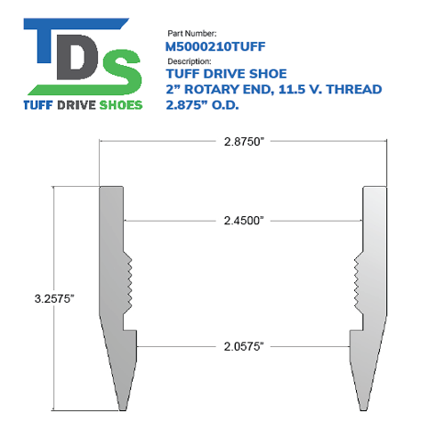 02.000" Drive Shoe – Rotary – Threaded – 11.5 V. Thread (2") - Wellmaster