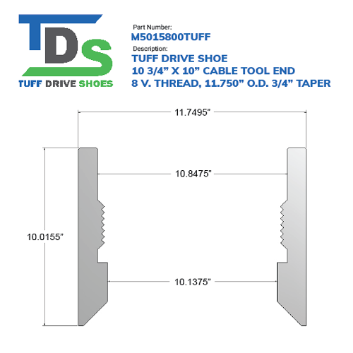 10 750 Drive Shoe Cable Tool Threaded 8 V Thread Taper 10 3 4 Wellmaster