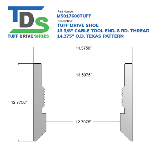 13.375" Drive Shoe – Cable Tool – Threaded – 8 RD. Thread – Texas Pattern (13 3/8") - Wellmaster