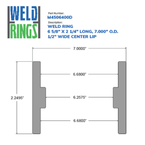 06.625" Weld Ring - 2 1/4" Long, 1/2" Wide Center Lip (6 5/8") - Wellmaster