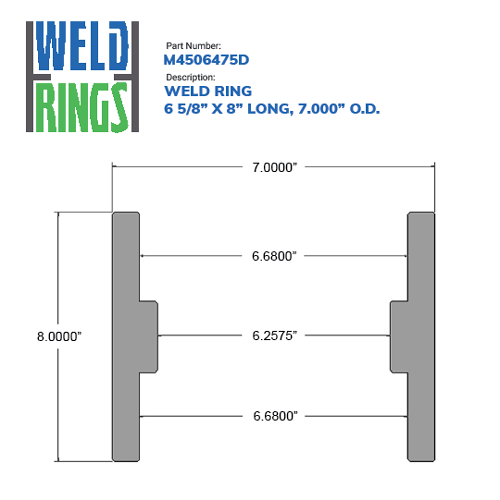 06.625" Weld Ring - 8" Long (6 5/8") - Wellmaster