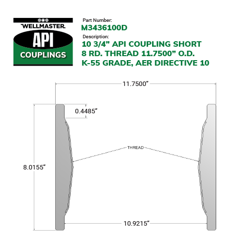 10 3/4" API Coupling - Short - Wellmaster