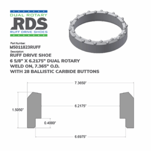 6 5/8” Ruff Drive Shoe – Dual Rotary – Weld On - Wellmaster